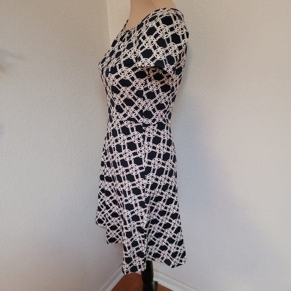 Talbots Navy and White Fit and Flare Dress - Picture 5 of 7